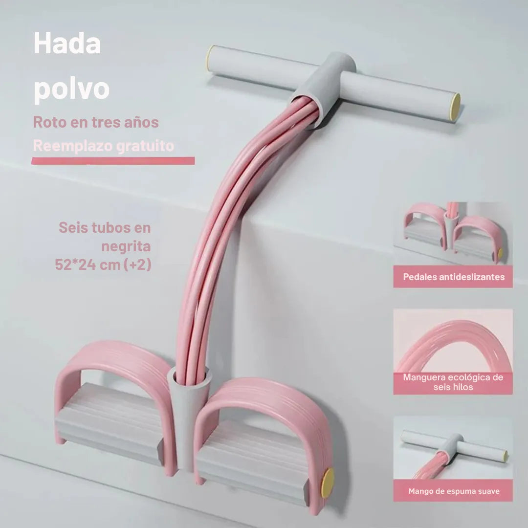 Entrenador de resistencia con pedal y 6 tubos elásticos para entrenamiento en casa y gimnasio