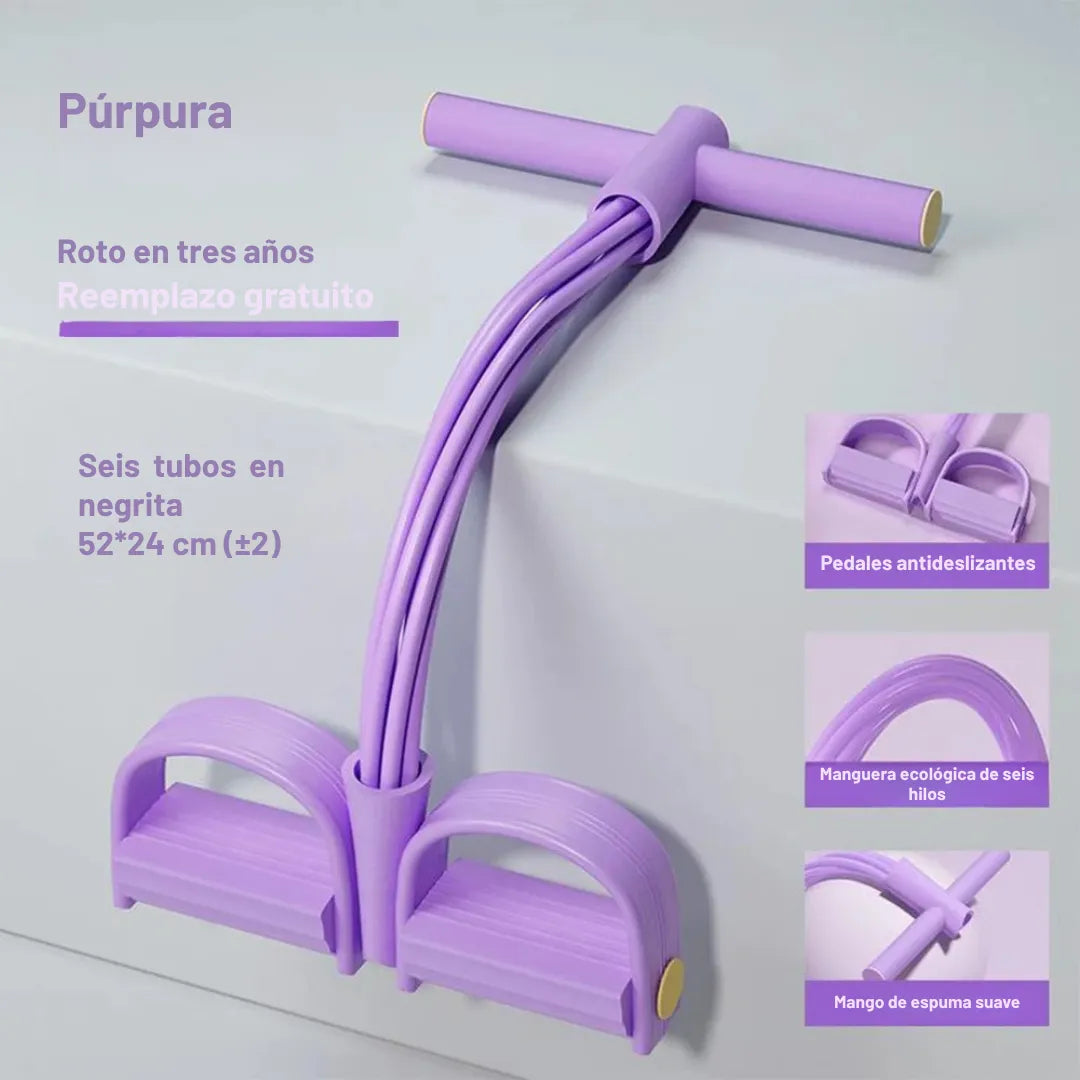Entrenador de resistencia con pedal y 6 tubos elásticos para entrenamiento en casa y gimnasio