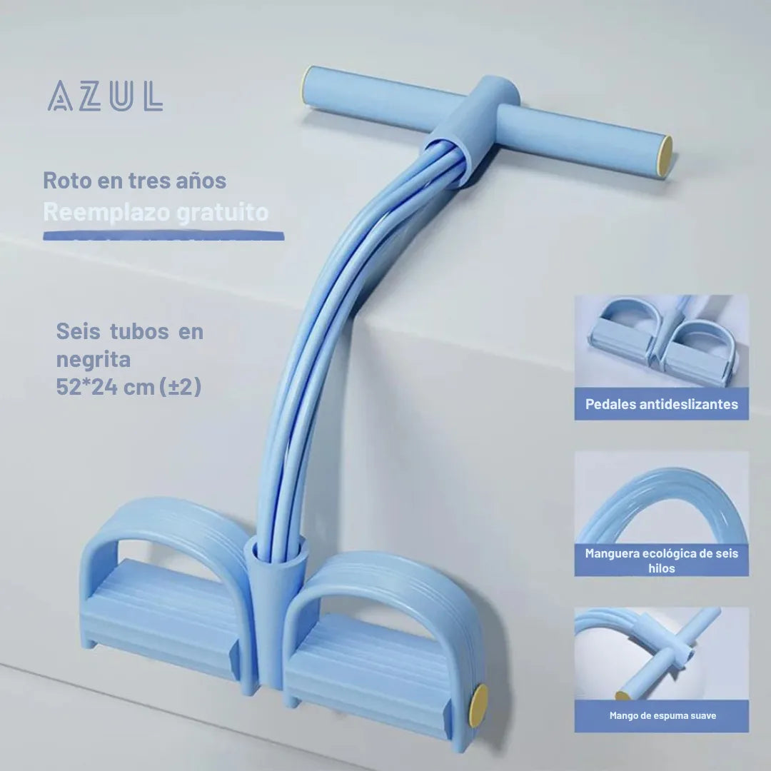 Entrenador de resistencia con pedal y 6 tubos elásticos para entrenamiento en casa y gimnasio